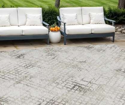 8' X 10' Taupe Beige And Brown Geometric Washable Indoor Outdoor Area Rug