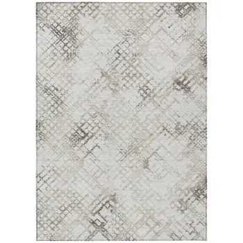 8' X 10' Taupe Beige And Brown Geometric Washable Indoor Outdoor Area Rug
