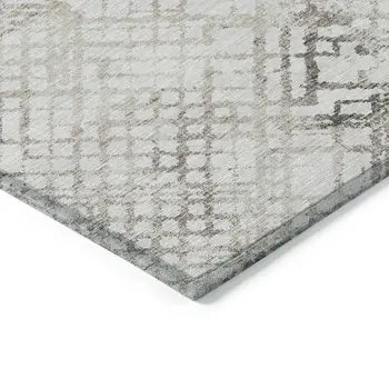 8' X 10' Taupe Beige And Brown Geometric Washable Indoor Outdoor Area Rug