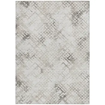 8' X 10' Taupe Beige And Brown Geometric Washable Indoor Outdoor Area Rug