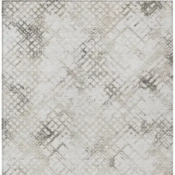 9' X 12' Taupe Beige And Brown Geometric Washable Indoor Outdoor Area Rug