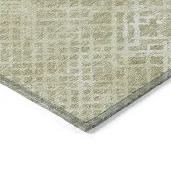 5' X 8' Beige Tan And Ivory Geometric Washable Indoor Outdoor Area Rug