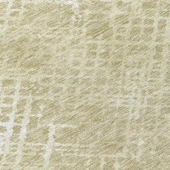 8' Beige Tan And Ivory Round Geometric Washable Indoor Outdoor Area Rug