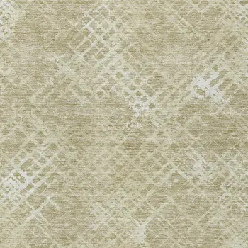 9' X 12' Beige Tan And Ivory Geometric Washable Indoor Outdoor Area Rug
