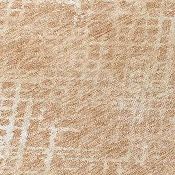 8' Coral Ivory And Peach Round Geometric Washable Indoor Outdoor Area Rug