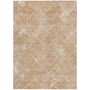 8' X 10' Coral Ivory And Peach Geometric Washable Indoor Outdoor Area Rug
