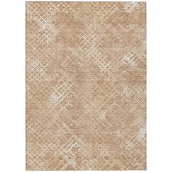 9' X 12' Coral Ivory And Peach Geometric Washable Indoor Outdoor Area Rug