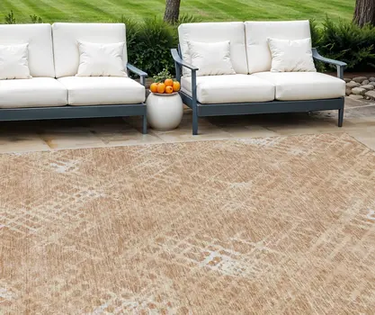 10' X 14' Coral Ivory And Peach Geometric Washable Indoor Outdoor Area Rug