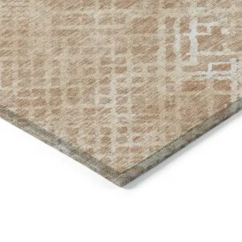 10' X 14' Coral Ivory And Peach Geometric Washable Indoor Outdoor Area Rug