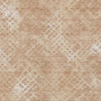 10' X 14' Coral Ivory And Peach Geometric Washable Indoor Outdoor Area Rug