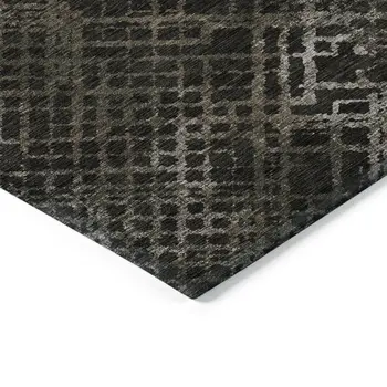 8' X 10' Brown And Chocolate Geometric Washable Indoor Outdoor Area Rug