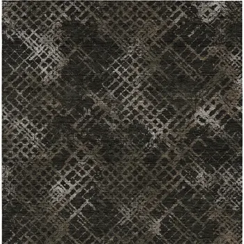 10' X 14' Brown And Chocolate Geometric Washable Indoor Outdoor Area Rug