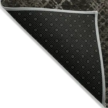 10' X 14' Brown And Chocolate Geometric Washable Indoor Outdoor Area Rug