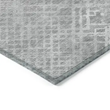 8' X 10' Gray And Silver Geometric Washable Indoor Outdoor Area Rug