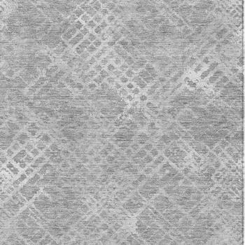 8' X 10' Gray And Silver Geometric Washable Indoor Outdoor Area Rug