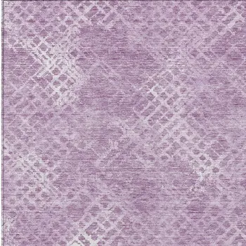 5' X 8' Lavender Purple And Ivory Geometric Washable Indoor Outdoor Area Rug