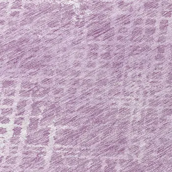 8' Lavender Purple And Ivory Round Geometric Washable Indoor Outdoor Area Rug