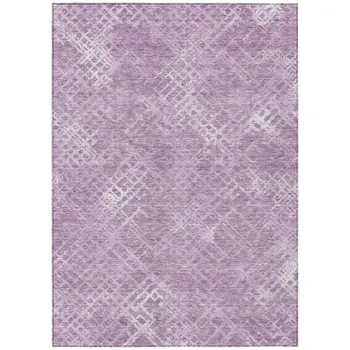 9' X 12' Lavender Purple And Ivory Geometric Washable Indoor Outdoor Area Rug