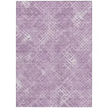 9' X 12' Lavender Purple And Ivory Geometric Washable Indoor Outdoor Area Rug