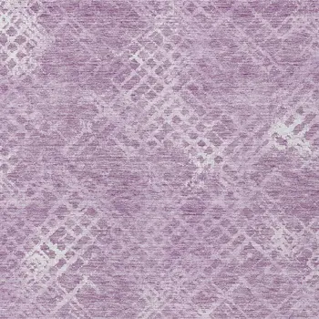 10' X 14' Lavender Purple And Ivory Geometric Washable Indoor Outdoor Area Rug