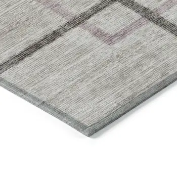 9' X 12' Taupe Charcoal And Copper Geometric Washable Indoor Outdoor Area Rug