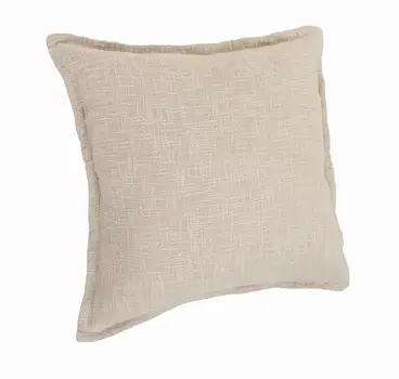 Set of Two 20" Beige Cotton Throw Pillows
