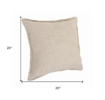 Set of Two 20" Beige Cotton Throw Pillows