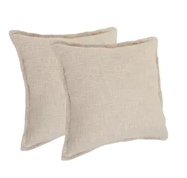 Set of Two 20" Beige Cotton Throw Pillows