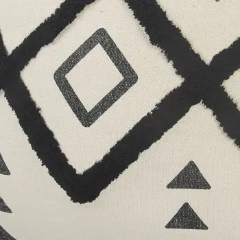 Set of Two 20" Natural And Black Geometric Cotton Throw Pillows with Texture