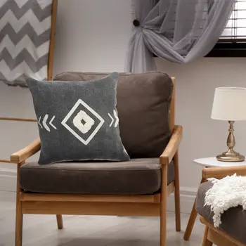 Set of Two 20" Black And White Geometric Cotton Throw Pillows with Texture