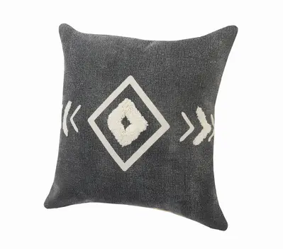 Set of Two 20" Black And White Geometric Cotton Throw Pillows with Texture