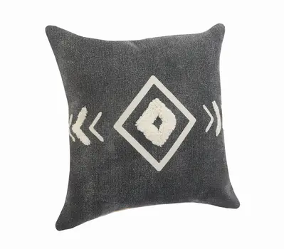 Set of Two 20" Black And White Geometric Cotton Throw Pillows with Texture