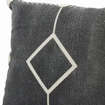Set of Two 20" Black And Off White Diamond Cotton Throw Pillows