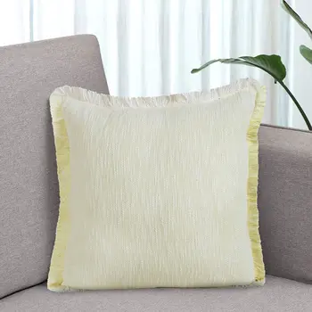 Set of Two 20" Lemon Cotton Throw Pillows with Fringe