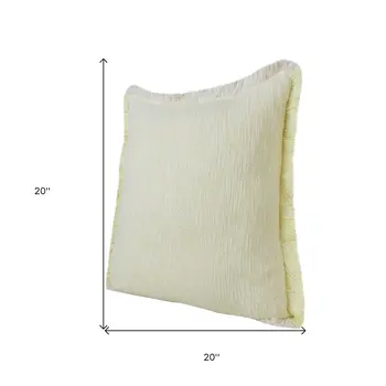 Set of Two 20" Lemon Cotton Throw Pillows with Fringe