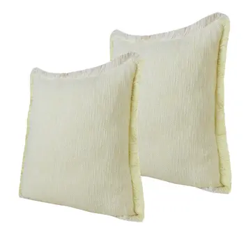Set of Two 20" Lemon Cotton Throw Pillows with Fringe