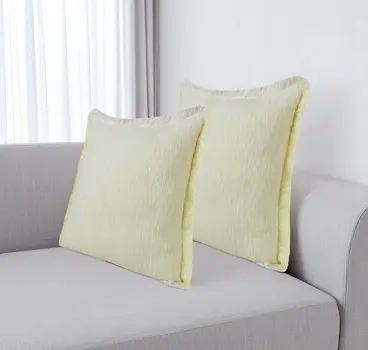 Set of Two 20" Lemon Cotton Throw Pillows with Fringe