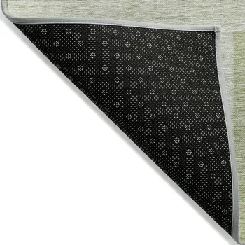 3' X 5' Artichoke Green And Green Geometric Washable Indoor Outdoor Area Rug