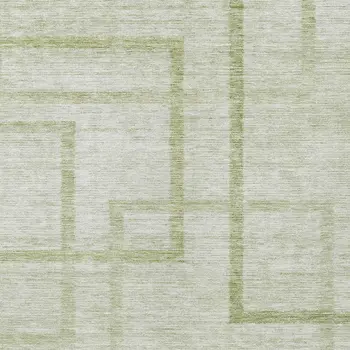 5' X 8' Artichoke Green And Green Geometric Washable Indoor Outdoor Area Rug