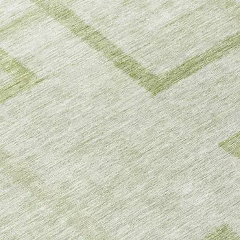 8' Artichoke Green And Green Round Geometric Washable Indoor Outdoor Area Rug