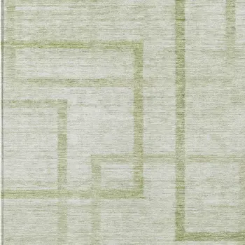 8' X 10' Artichoke Green And Green Geometric Washable Indoor Outdoor Area Rug