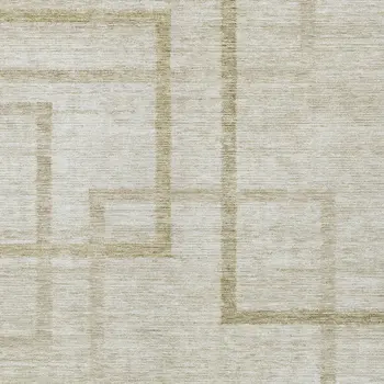 5' X 8' Beige Tan And Taupe Geometric Washable Indoor Outdoor Area Rug