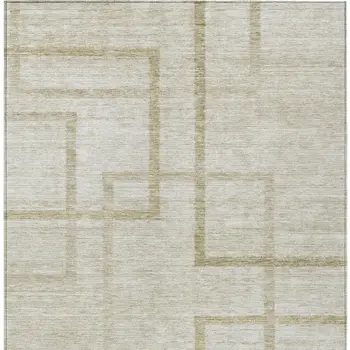 8' X 10' Beige Tan And Taupe Geometric Washable Indoor Outdoor Area Rug