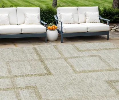 8' X 10' Beige Tan And Taupe Geometric Washable Indoor Outdoor Area Rug