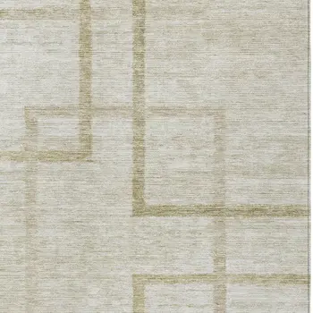 8' X 10' Beige Tan And Taupe Geometric Washable Indoor Outdoor Area Rug