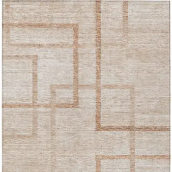 3' X 5' Copper And Brown Geometric Washable Indoor Outdoor Area Rug