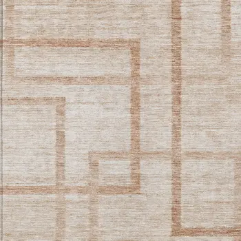 3' X 5' Copper And Brown Geometric Washable Indoor Outdoor Area Rug