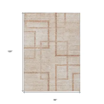 8' X 10' Copper And Brown Geometric Washable Indoor Outdoor Area Rug
