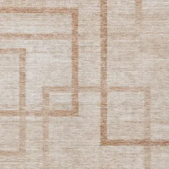 9' X 12' Copper And Brown Geometric Washable Indoor Outdoor Area Rug