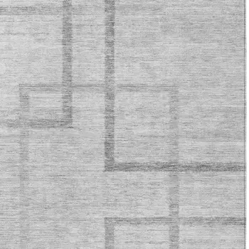 8' X 10' Gray Charcoal And Silver Geometric Washable Indoor Outdoor Area Rug